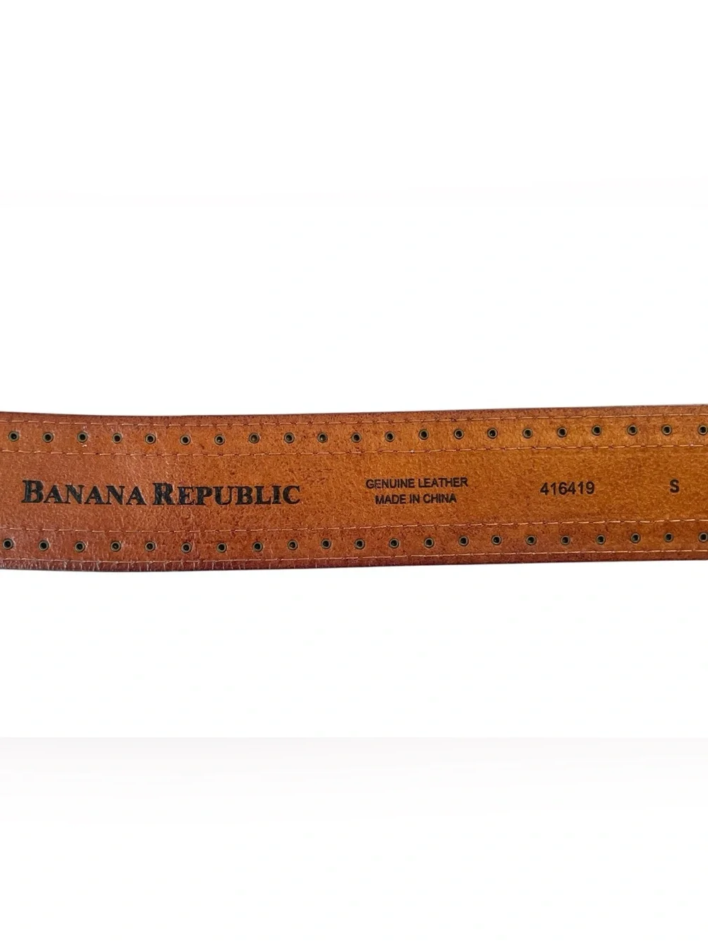 Wide Brown Leather Belt with Square Brass Buckle 90s Size S/M